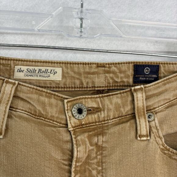 AG Adriano Goldschmied Jeans Womens 29R Tan Stilt Roll-Up Cigarette‎ Crop USA - Picture 5 of 6
